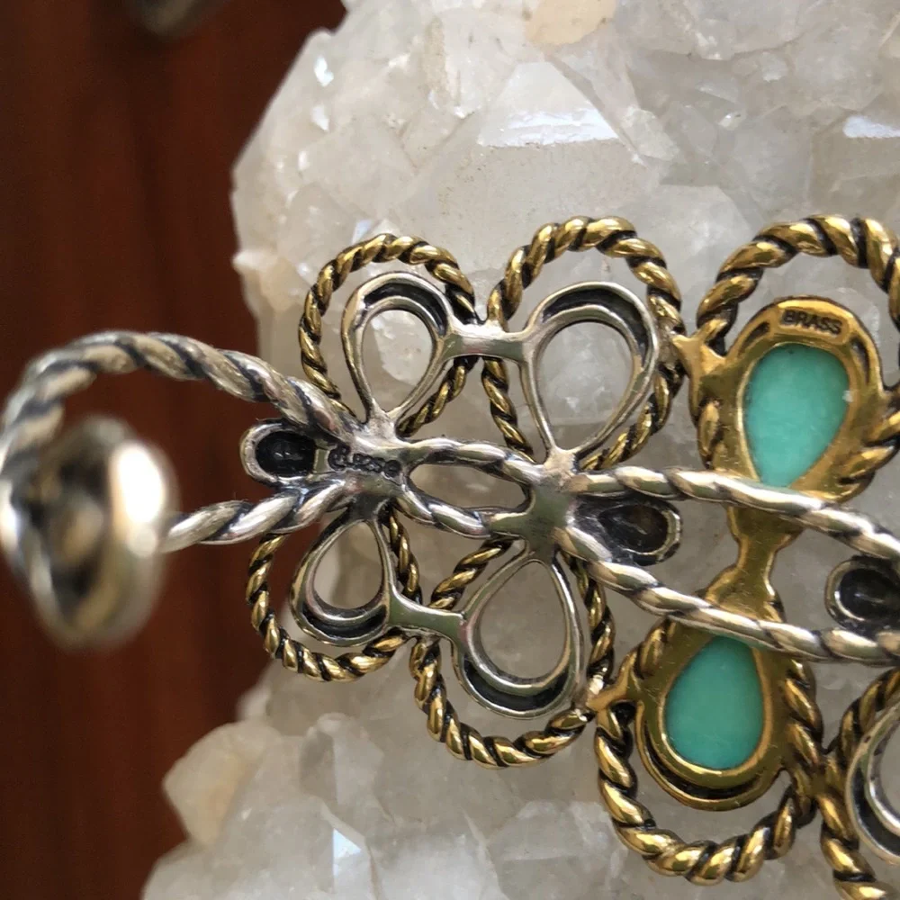 NWOT Carolyn Pollack American West Sterling Silver Brass Turquoise Bracelet Boho